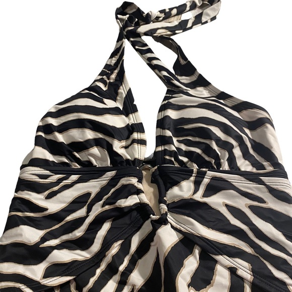 White House Black Market Zebra Print One Piece Swimsuit Sz Medium - Picture 5 of 9